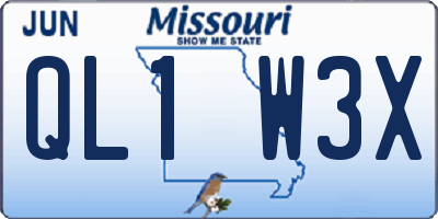 MO license plate QL1W3X