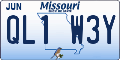 MO license plate QL1W3Y