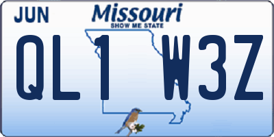 MO license plate QL1W3Z