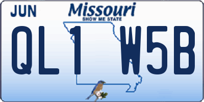 MO license plate QL1W5B