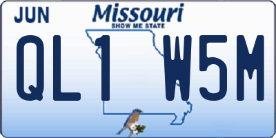 MO license plate QL1W5M