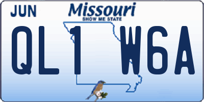 MO license plate QL1W6A