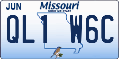 MO license plate QL1W6C