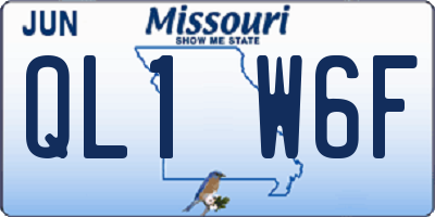 MO license plate QL1W6F