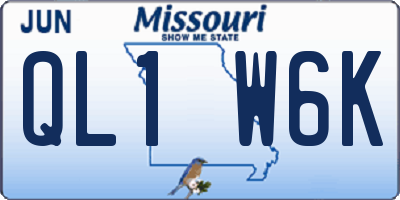 MO license plate QL1W6K