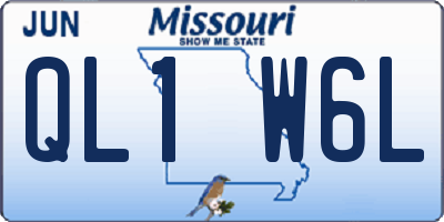 MO license plate QL1W6L
