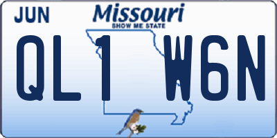 MO license plate QL1W6N