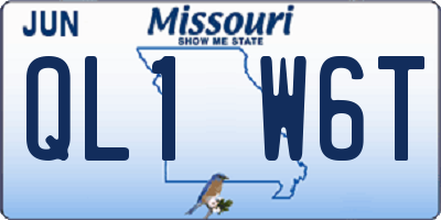 MO license plate QL1W6T