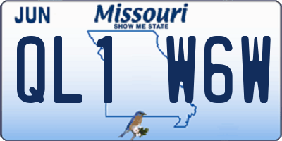 MO license plate QL1W6W