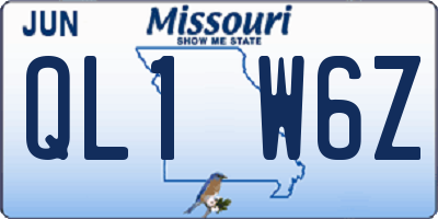 MO license plate QL1W6Z