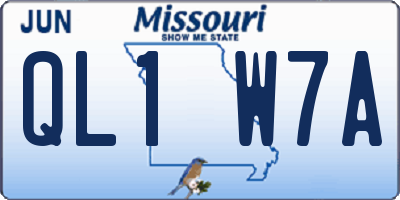 MO license plate QL1W7A