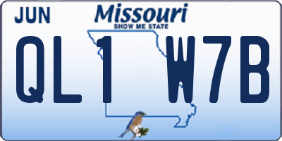 MO license plate QL1W7B