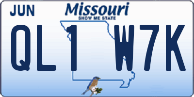 MO license plate QL1W7K