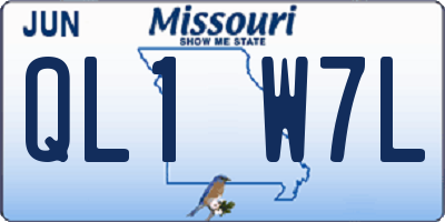 MO license plate QL1W7L