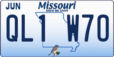 MO license plate QL1W7O