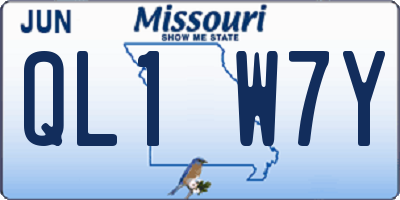 MO license plate QL1W7Y