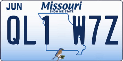 MO license plate QL1W7Z