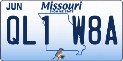 MO license plate QL1W8A