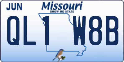 MO license plate QL1W8B