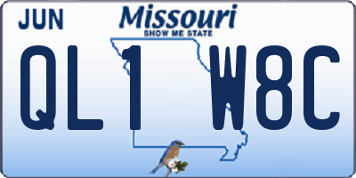 MO license plate QL1W8C