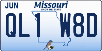 MO license plate QL1W8D