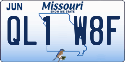 MO license plate QL1W8F