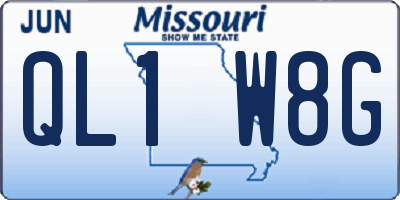 MO license plate QL1W8G