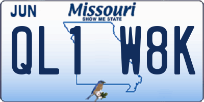 MO license plate QL1W8K