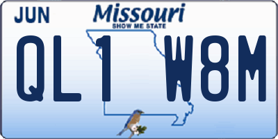 MO license plate QL1W8M