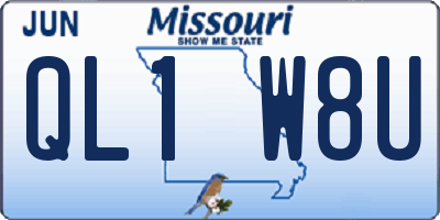 MO license plate QL1W8U