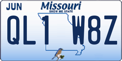 MO license plate QL1W8Z