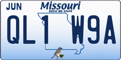 MO license plate QL1W9A