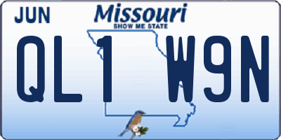 MO license plate QL1W9N
