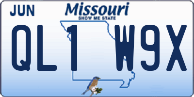 MO license plate QL1W9X