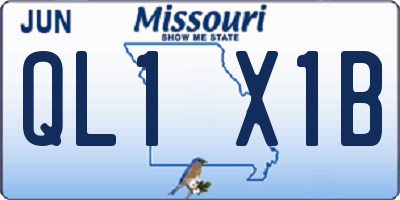 MO license plate QL1X1B