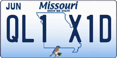 MO license plate QL1X1D