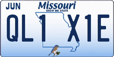 MO license plate QL1X1E