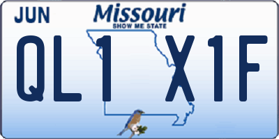 MO license plate QL1X1F