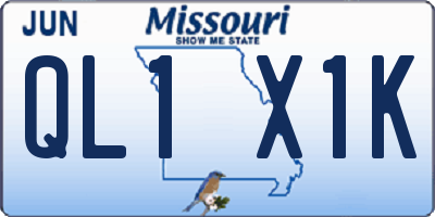 MO license plate QL1X1K