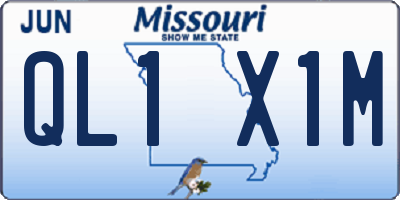 MO license plate QL1X1M