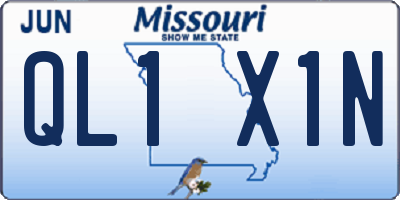 MO license plate QL1X1N
