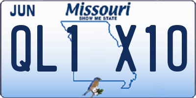 MO license plate QL1X1O
