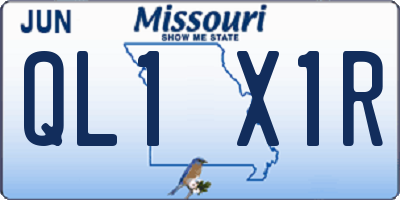 MO license plate QL1X1R
