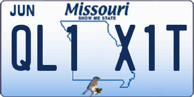 MO license plate QL1X1T