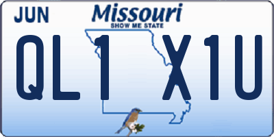MO license plate QL1X1U