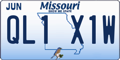 MO license plate QL1X1W