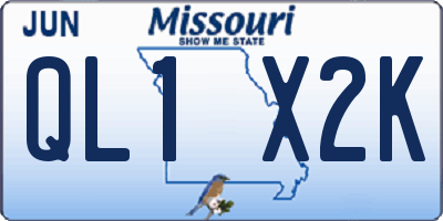 MO license plate QL1X2K