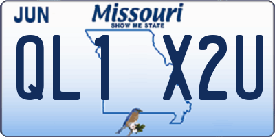 MO license plate QL1X2U