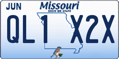 MO license plate QL1X2X