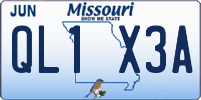 MO license plate QL1X3A